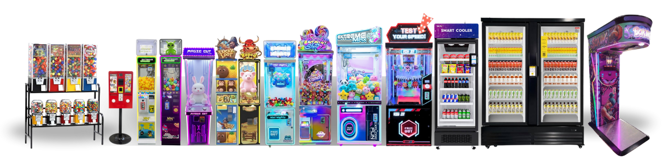 Full machine lineup — claw machines, bulk vending, skill games, and more