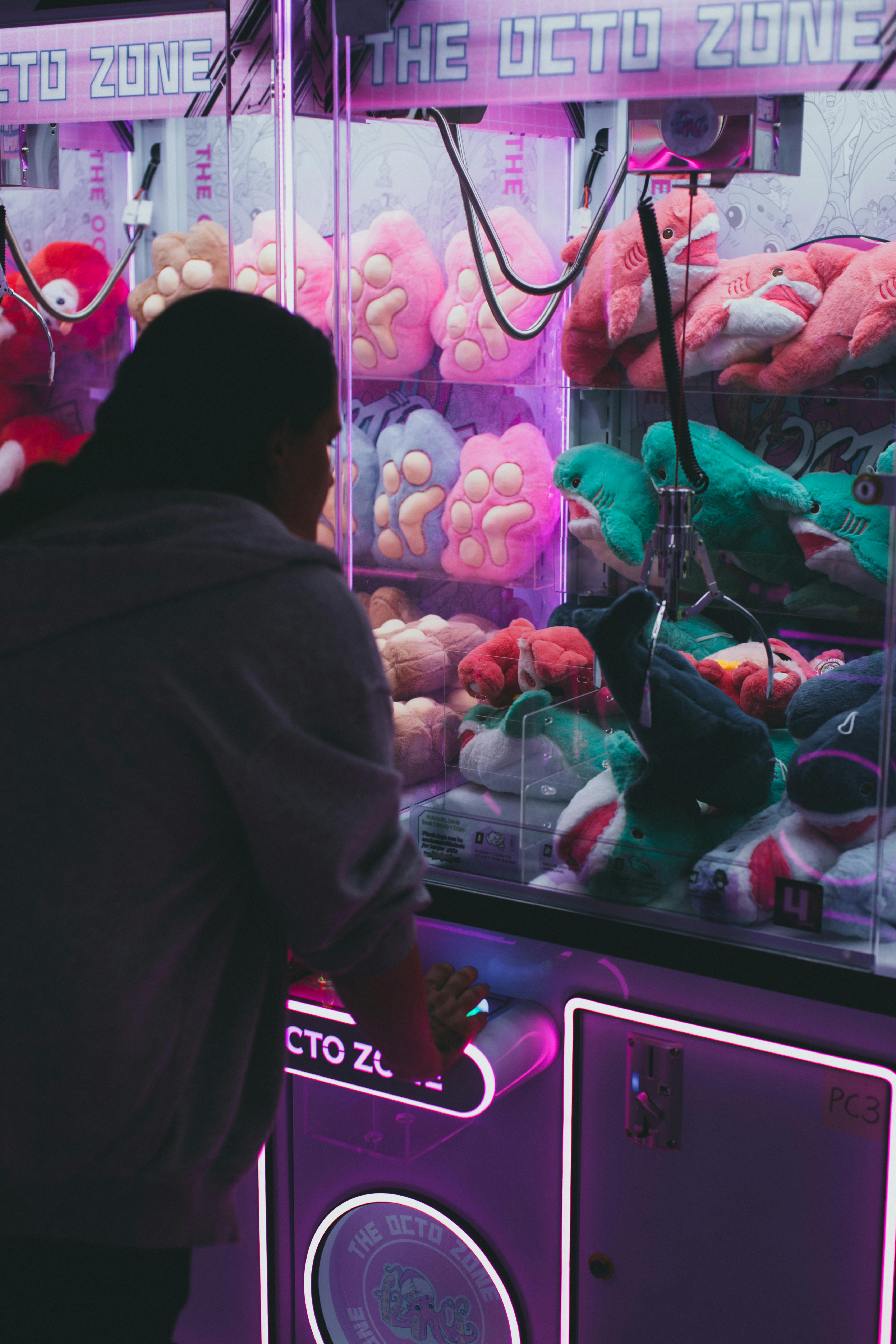Player at claw machine