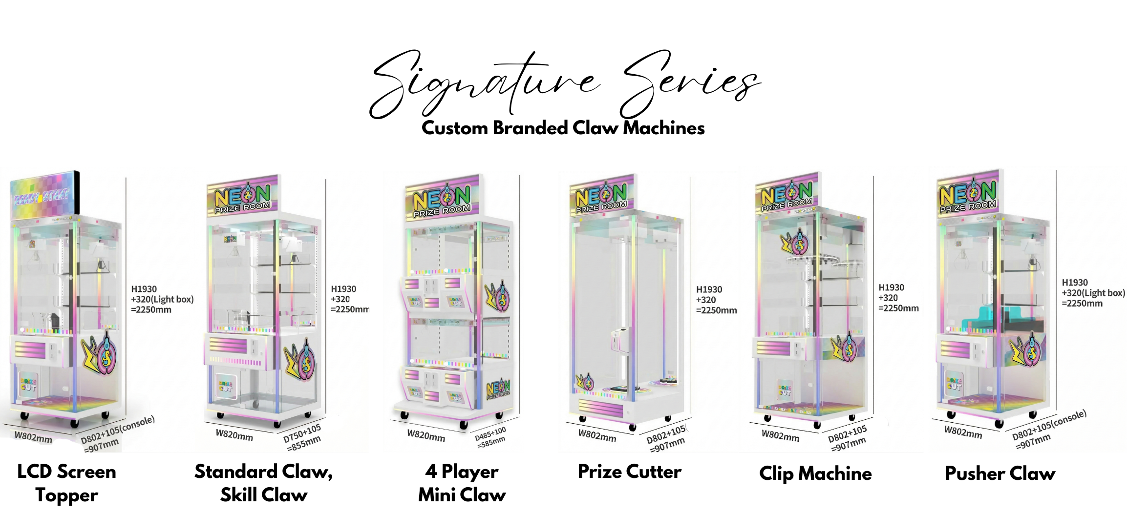 Signature Series — Custom Branded Claw Machines lineup